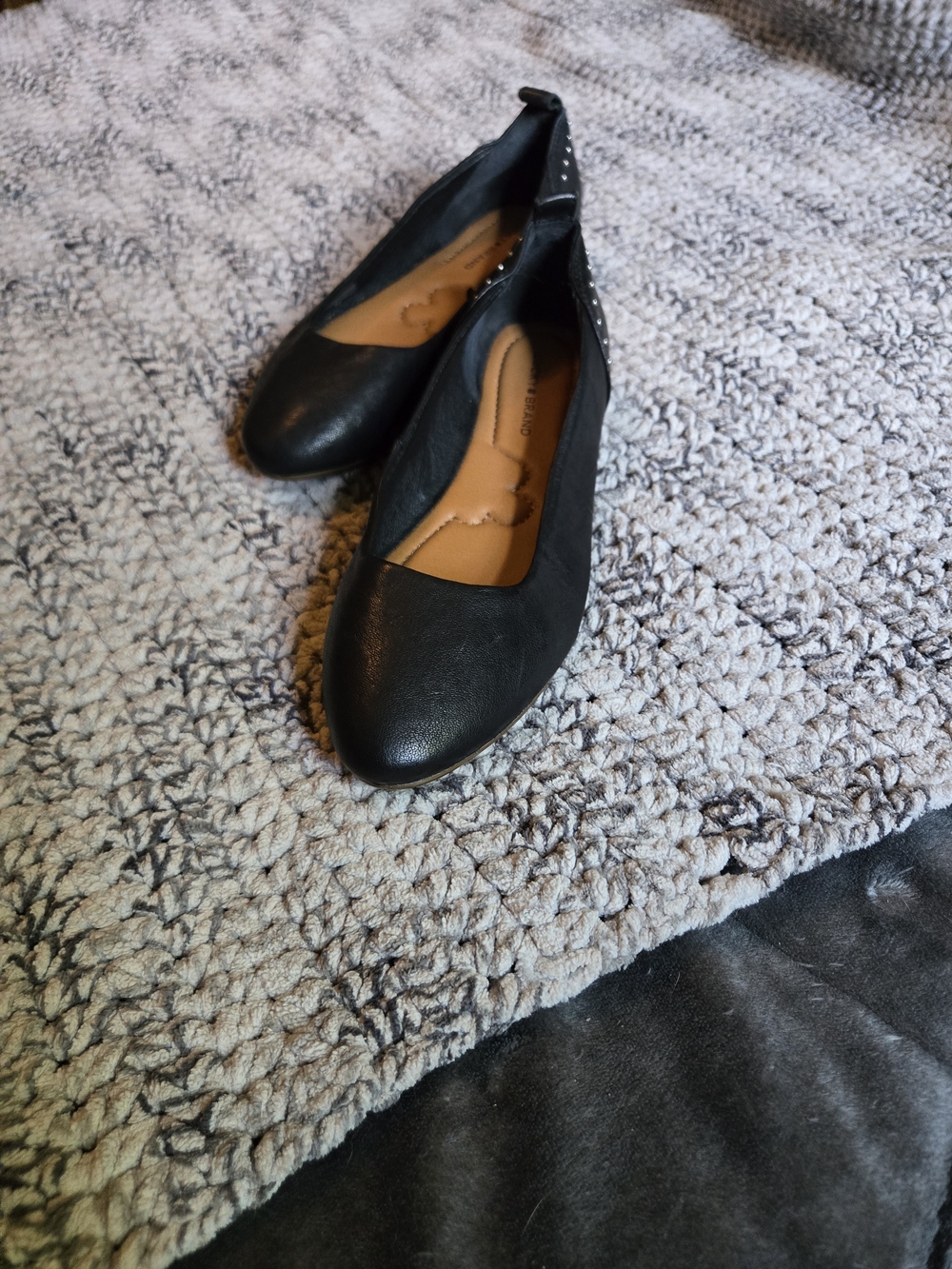 Lucky Brand Black Ballet Flats with Subtle Stud Detail